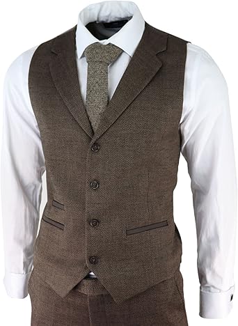 Mens Herringbone Tweed 3 Piece Suit Blue Classic Vintage Tailored Wedding Blinders