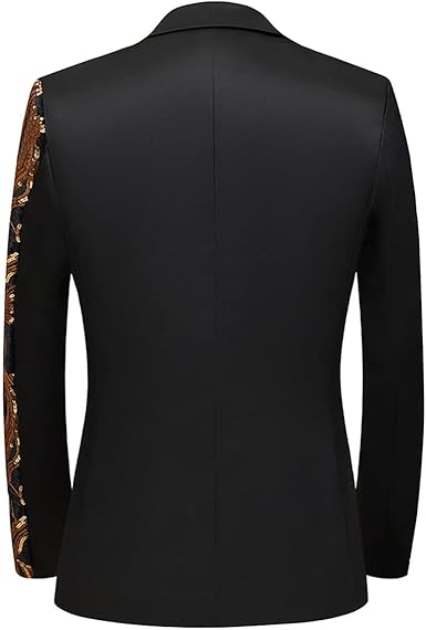 Mens 2 Piece Suit Slim Fit Sequin Shiny One Button Tuxedo Black Sequin Jacket Pants Sets for Wedding Party Prom
