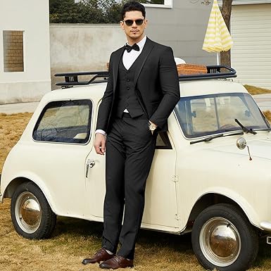 Men's 3 Piece Suit One Button Blazer Jacket Vest Pants Set Slim Fit Formal Wedding Business Suit Tuxedo Suit
