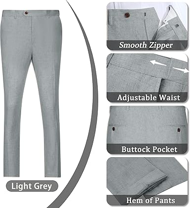 Mens Suits Linen 2 Piece Suit for Men Peak Lapel Slim Fit Suits Set Double Breasted Tuxedos for Wedding Prom