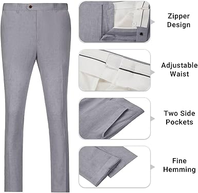 Retro Linen Mens Suit 2 Pieces Slim Fit Light Weight Linen Beach Summer Suits Tuxedo Set Jacket Blazer Pant for Men