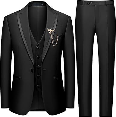 Men's 3 Piece Suit One Button Blazer Jacket Vest Pants Set Slim Fit Formal Wedding Business Suit Tuxedo Suit