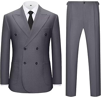 Mens Suit 3 Piece Slim Fit Double Breasted Tuxedo Suits Blazer Jacket Vest Pants Set Formal Wedding Prom Tux Sets for Men