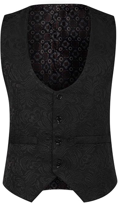 Men's 3 Piece Suit Slim Fit Jacquard Tuxedo One Button Shawl Collar Jacket Vest & Trousers