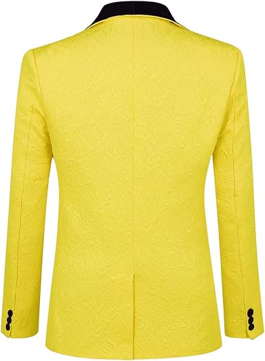 Men's 3 Piece Suit Slim Fit Jacquard Tuxedo One Button Shawl Collar Jacket Vest & Trousers