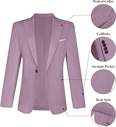 Linen Men Suit Set Casual Tuxedo 2 Piece Regular Fit Blazer One Button Solid Jacket and Pants for Prom Wedding Party