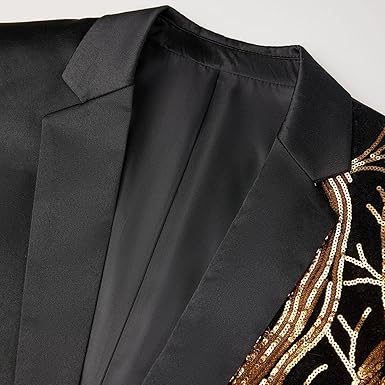 Mens 2 Piece Suit Slim Fit Sequin Shiny One Button Tuxedo Black Sequin Jacket Pants Sets for Wedding Party Prom