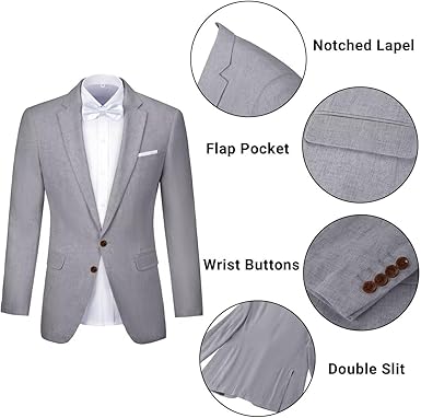 Retro Linen Mens Suit 2 Pieces Slim Fit Light Weight Linen Beach Summer Suits Tuxedo Set Jacket Blazer Pant for Men