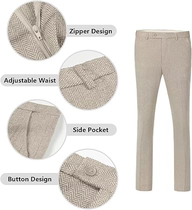 Retro Tweed Brown Men Suit 3 Piece Herringbone Slim Fit Suits Wedding Tuxedos Set Prom Jacket Blazers Vest Pants for Mens