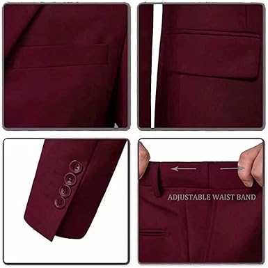 Men Suit 3 Pieces Slim Fit, 2 Buttons Groomsmen Business Jacket Vest Pant Prom Tuxedo with Tie